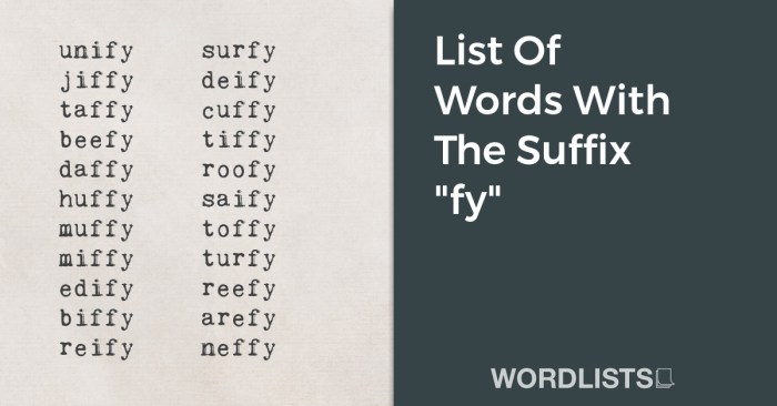 Words with the suffix fy