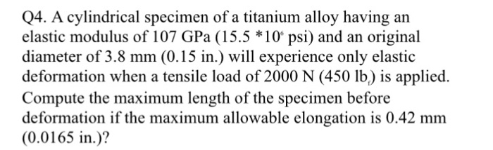 A cylindrical specimen of a titanium alloy